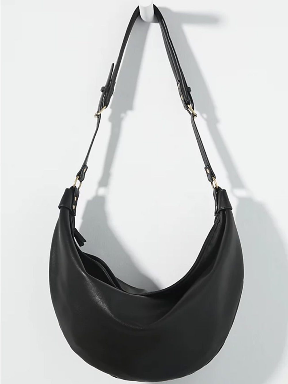 AnthropologieBlack Crescent Hobo Bag